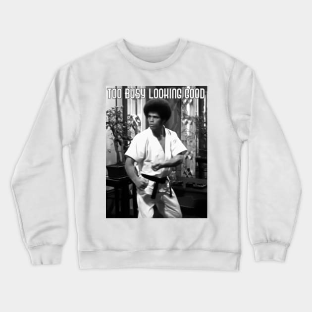 Jim Kelly Mode black Crewneck Sweatshirt by kongtala